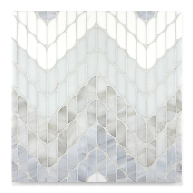 Kurt mosaic in labradorite, absolute white, pearl and opal in a sea glass finish